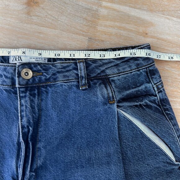 Zara Jeans Womens 12 Balloon Leg Pleated Baggy Mom Fit High Rise Denim Pants - Picture 10 of 12